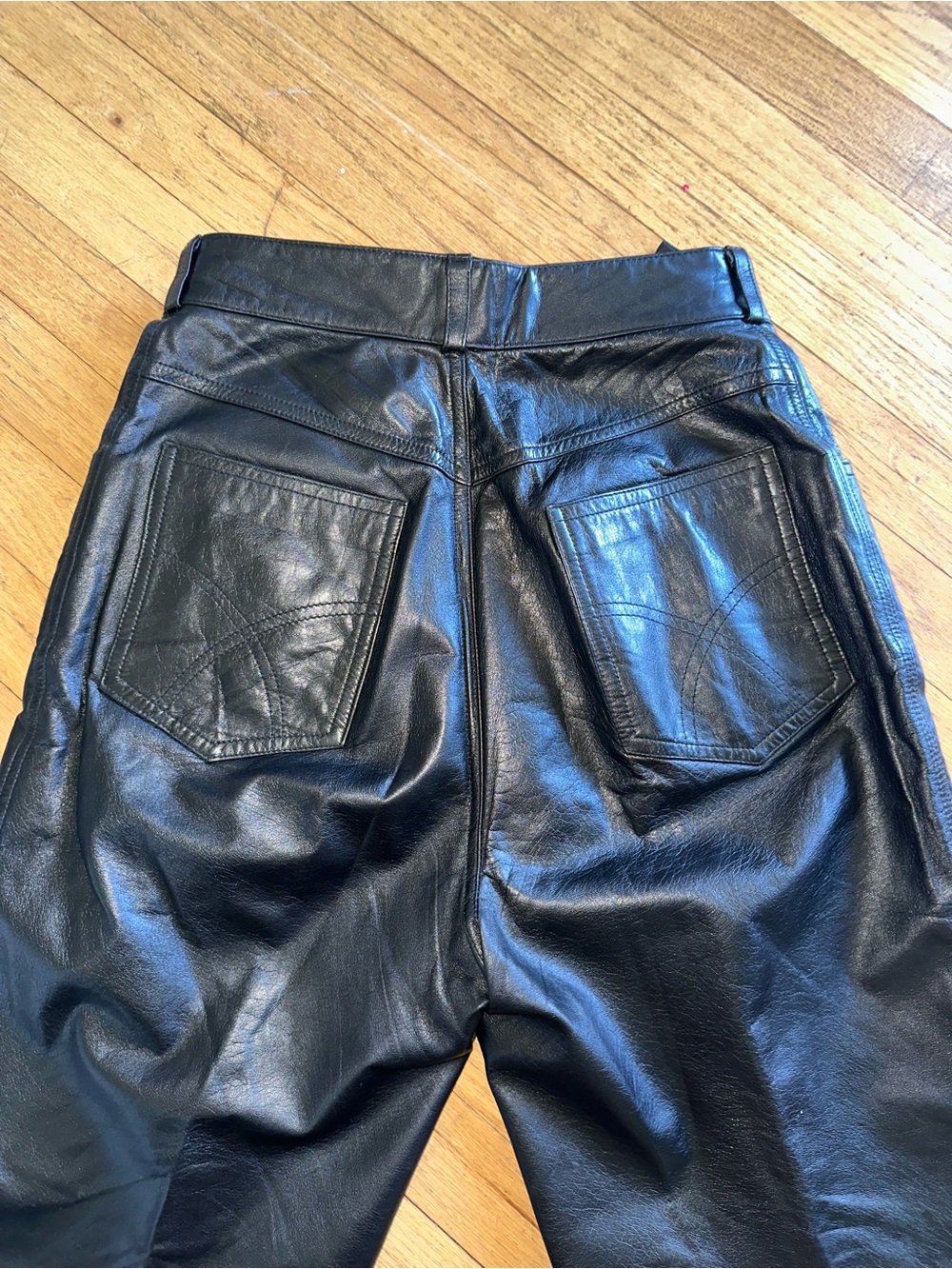 Black Faux Leather High-Rise Straight Leg Pants - Picture 7 of 9